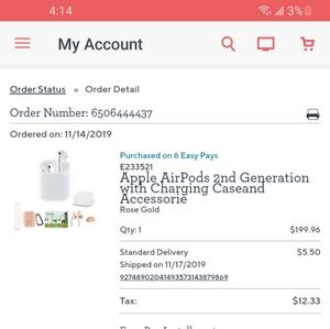 Apple air pod left pod and wireless case 2nd gen